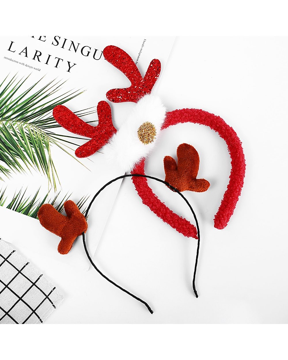2022 New Year Kids Gifts Christmas Elk Headwear Ornaments Plush Headband New Year Event Party Christmas Noel Natal front-4
