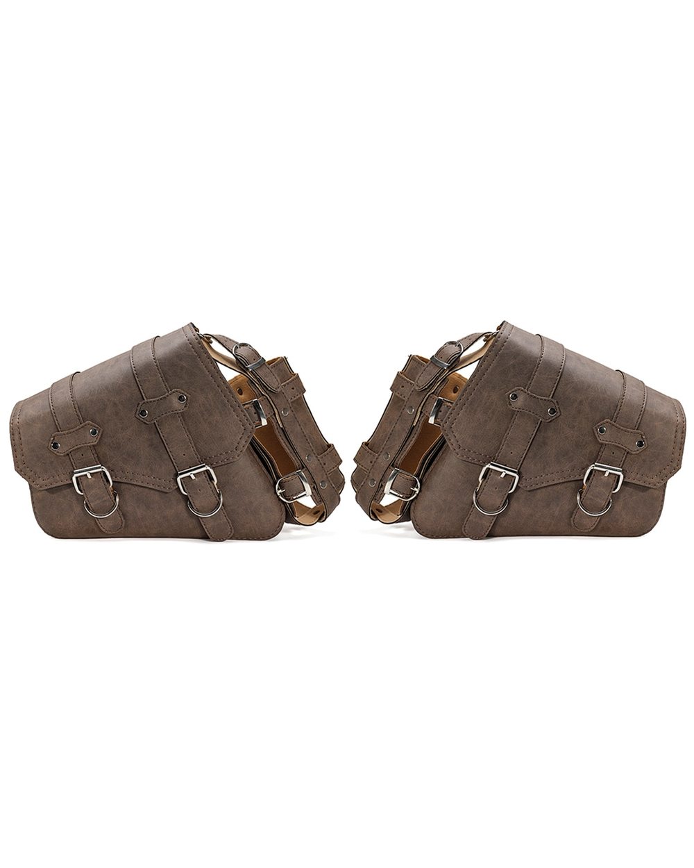 Universal PU Leather Motorcycle Saddlebag Brown front-1