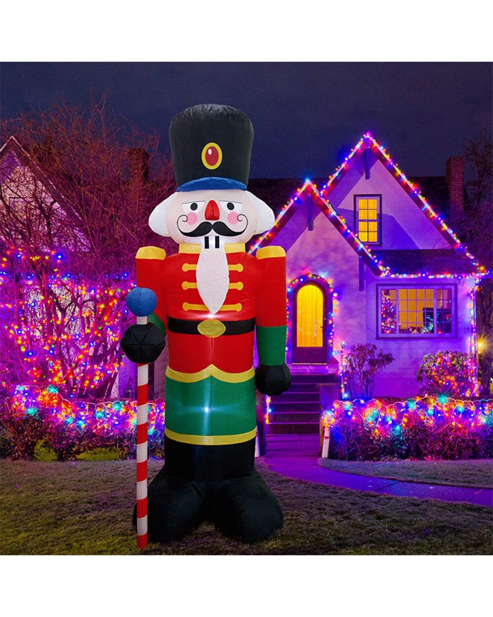 LED 95 Inches Inflatable Nutcracker Soldier Outdoors Christmas Decorations Yard Garden Decor Merry Christmas Gift front-5