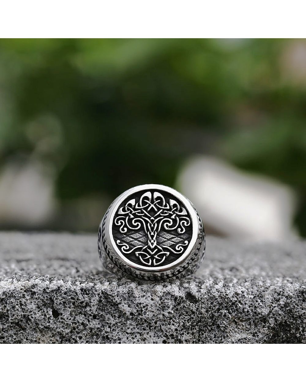 Vintage Viking Tree Of Life Ring For Men front-2