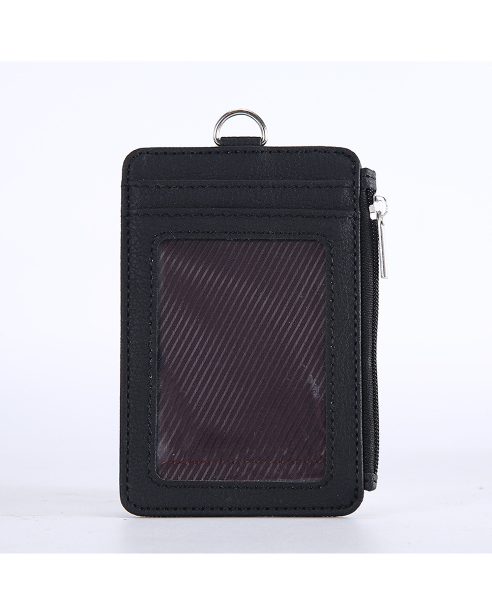 1Pc Leather Id Badge Card Holder Lanyard Zipper Card Case Business Card Holder Organizer Portable Wallet front-4