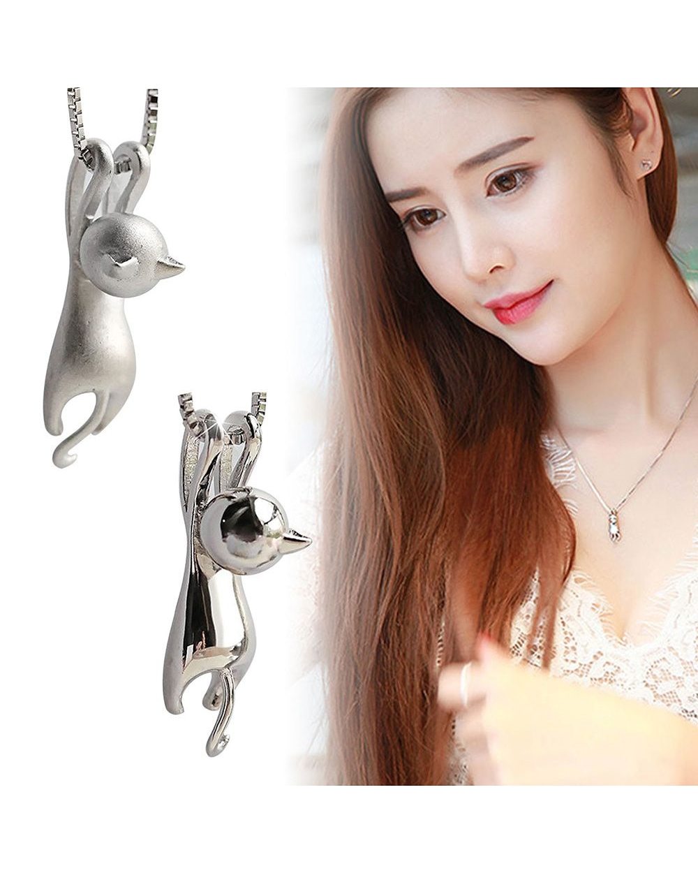 Ragdoll Gold Polished Cat Pendant Necklace Long Chain Charm Vintage Jewelry front-1
