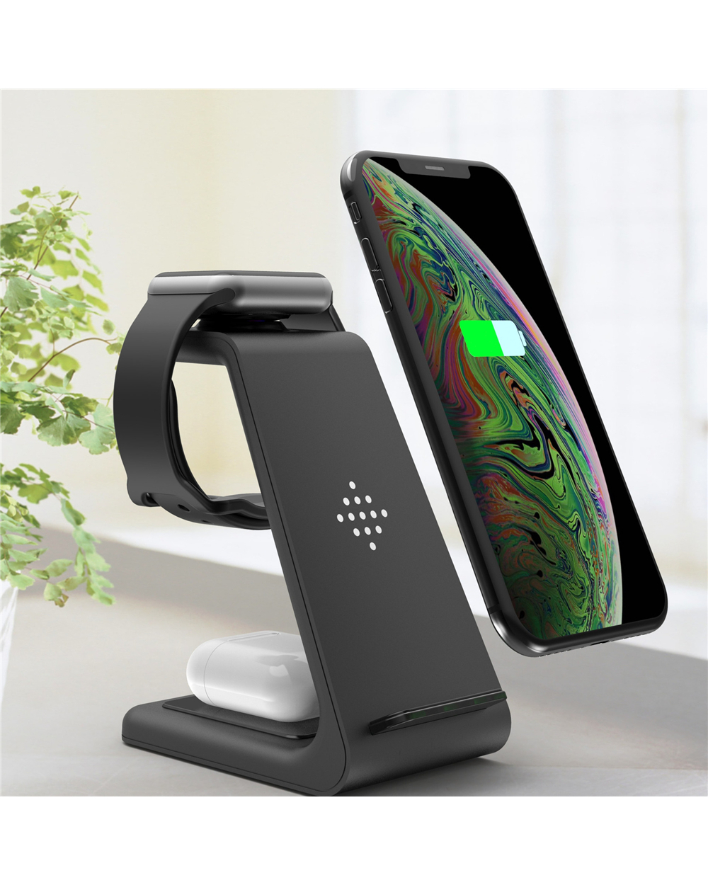 Qi 3 In 1 Wireless Charge Phone Tablet Stand 10W For 11/Xs/X/S Pro/Iwatch 5/4 Fast Charge For S10/Bud/Watch front-0