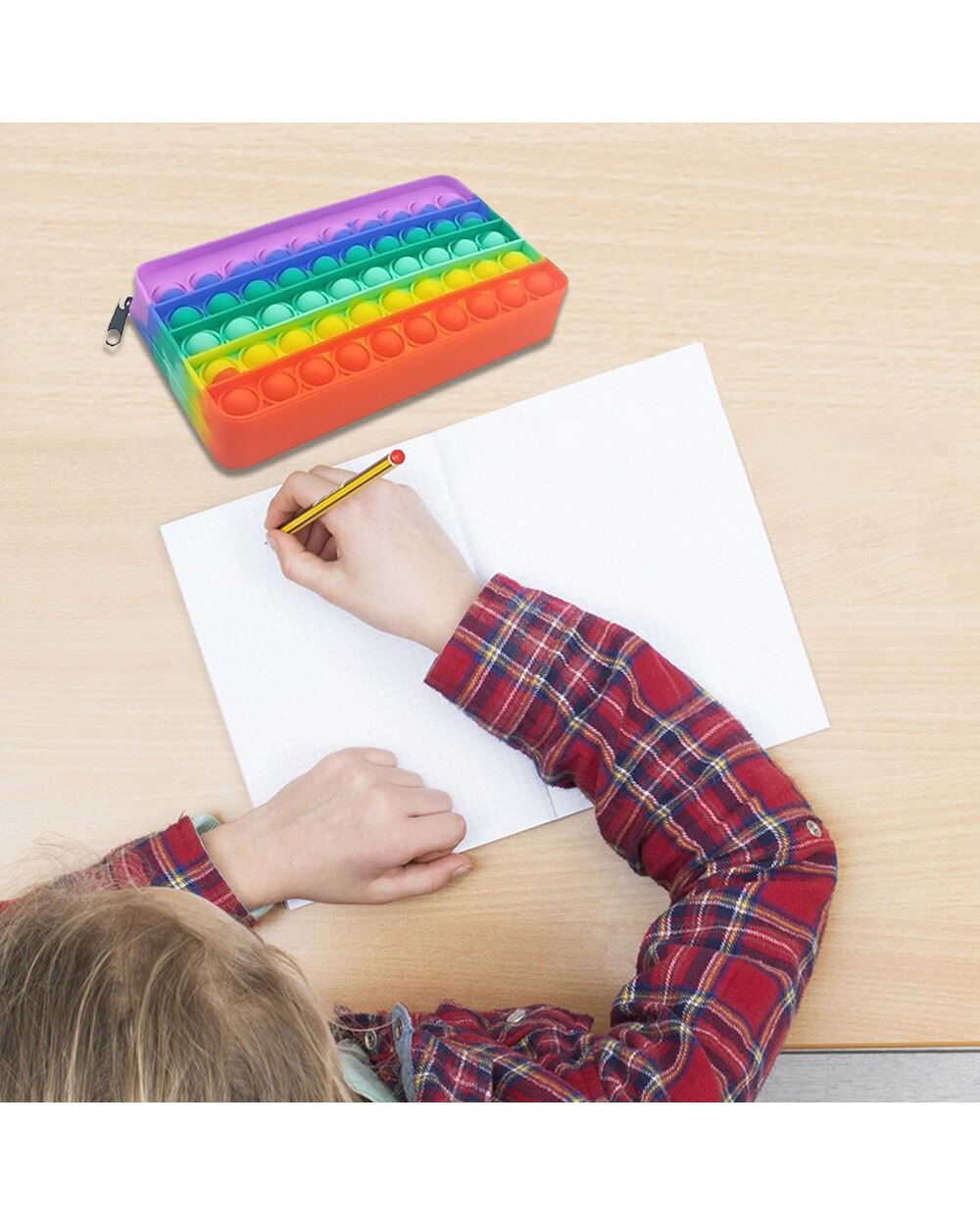 Rectangle Pencil Case Silicone Push Bubble Fingertip Toys front-3