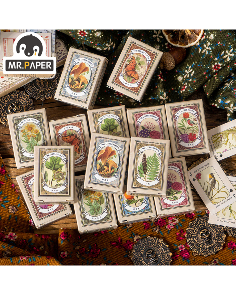Mr.Paper 8 Beautiful Day Morris Garden Night Series Retro Theme Mini Playing Card Diy Decoration Material Card front-0