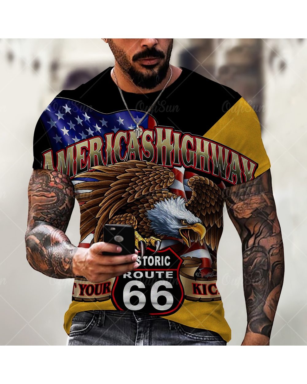 Soaring Eagle 3D Print Men's T Shirt O Neck Short Sleeve Animal front-4