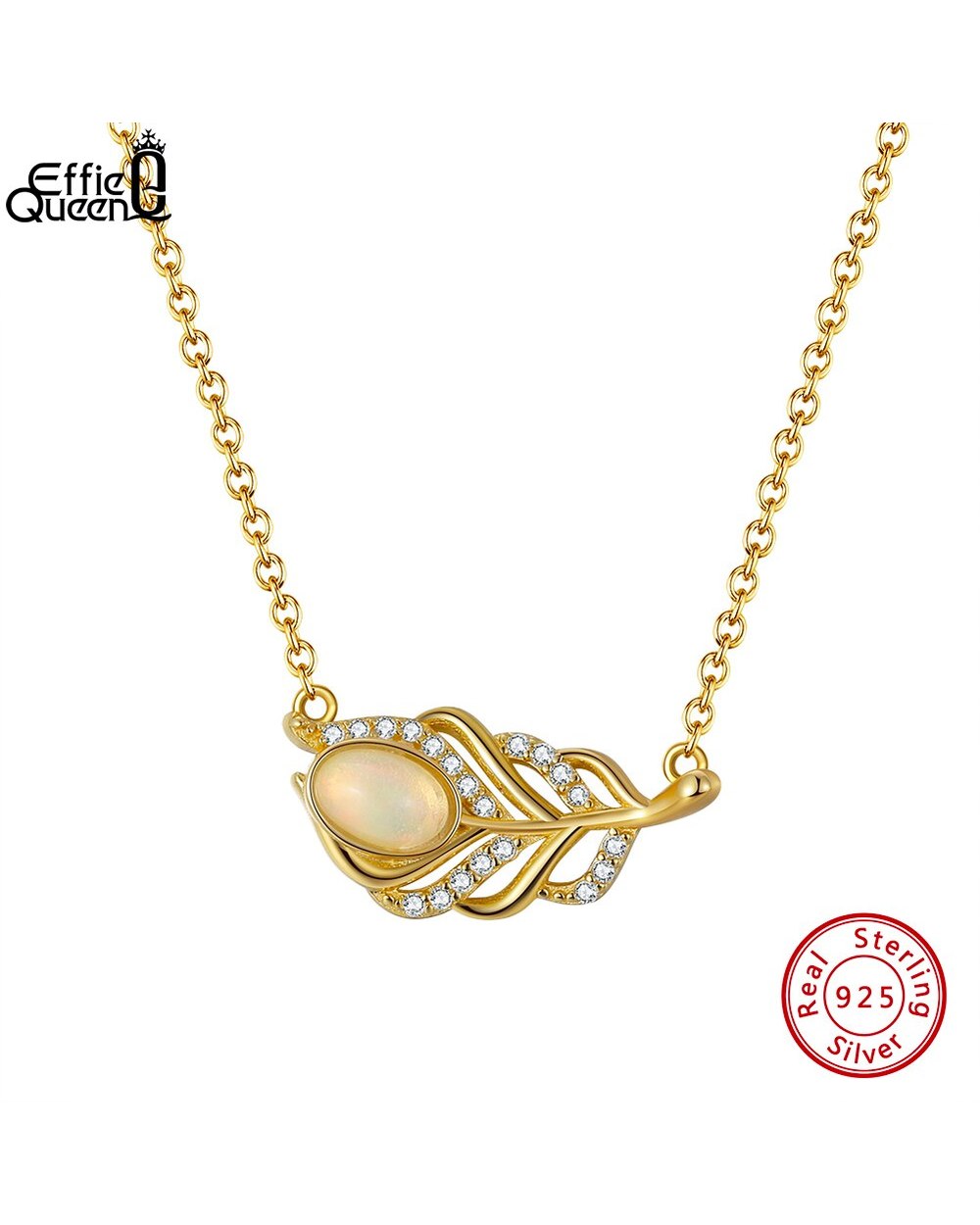 To My Mommy Gift for Mom Natural Opal Feather Design Necklace 925 Sterling Silver Jewelry for Woman front-2
