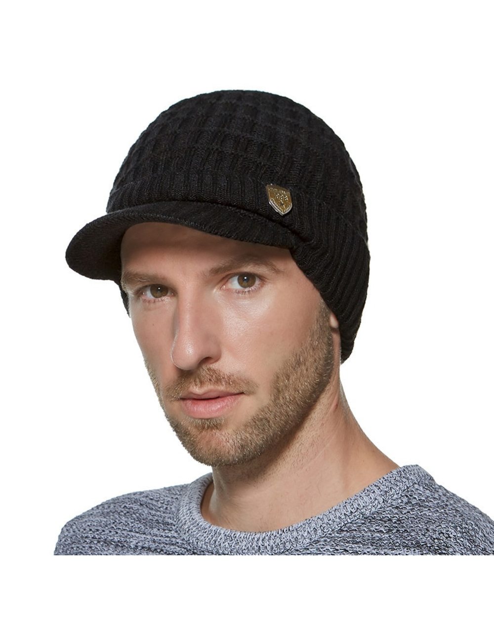 Skullies Beanies Men Winter Hat Women Knitted Hats For Men Cap Winter Beanie Hat Gorro Thick Warm Brimless Fur Bonnet M front-0
