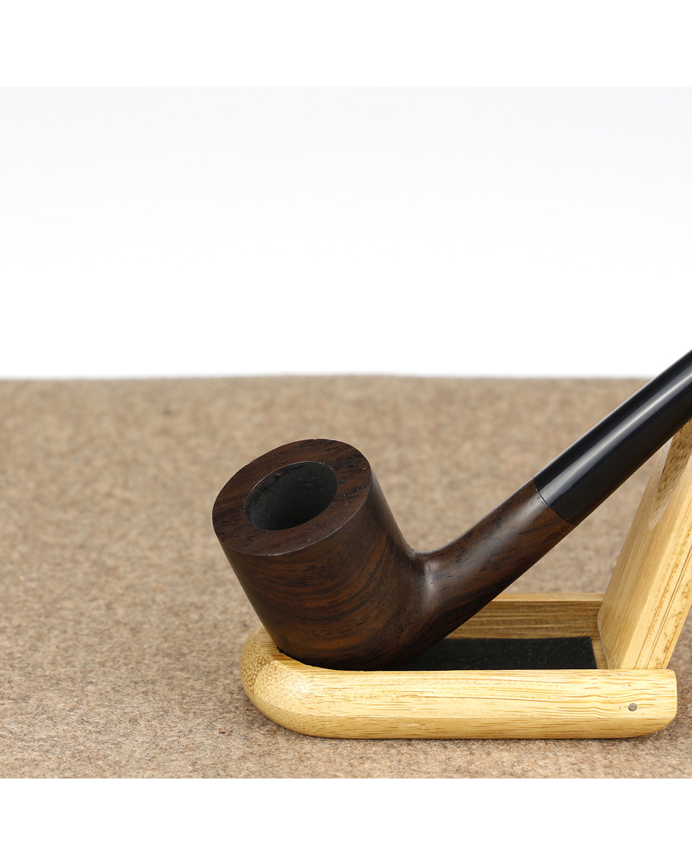 Classic Long Bent Smoking Pipe 3Mm Metal Filter Ebony Wood Pipe Tools Gift Set Small Tobacco Pipe Wooden Smoke Pipe front-4
