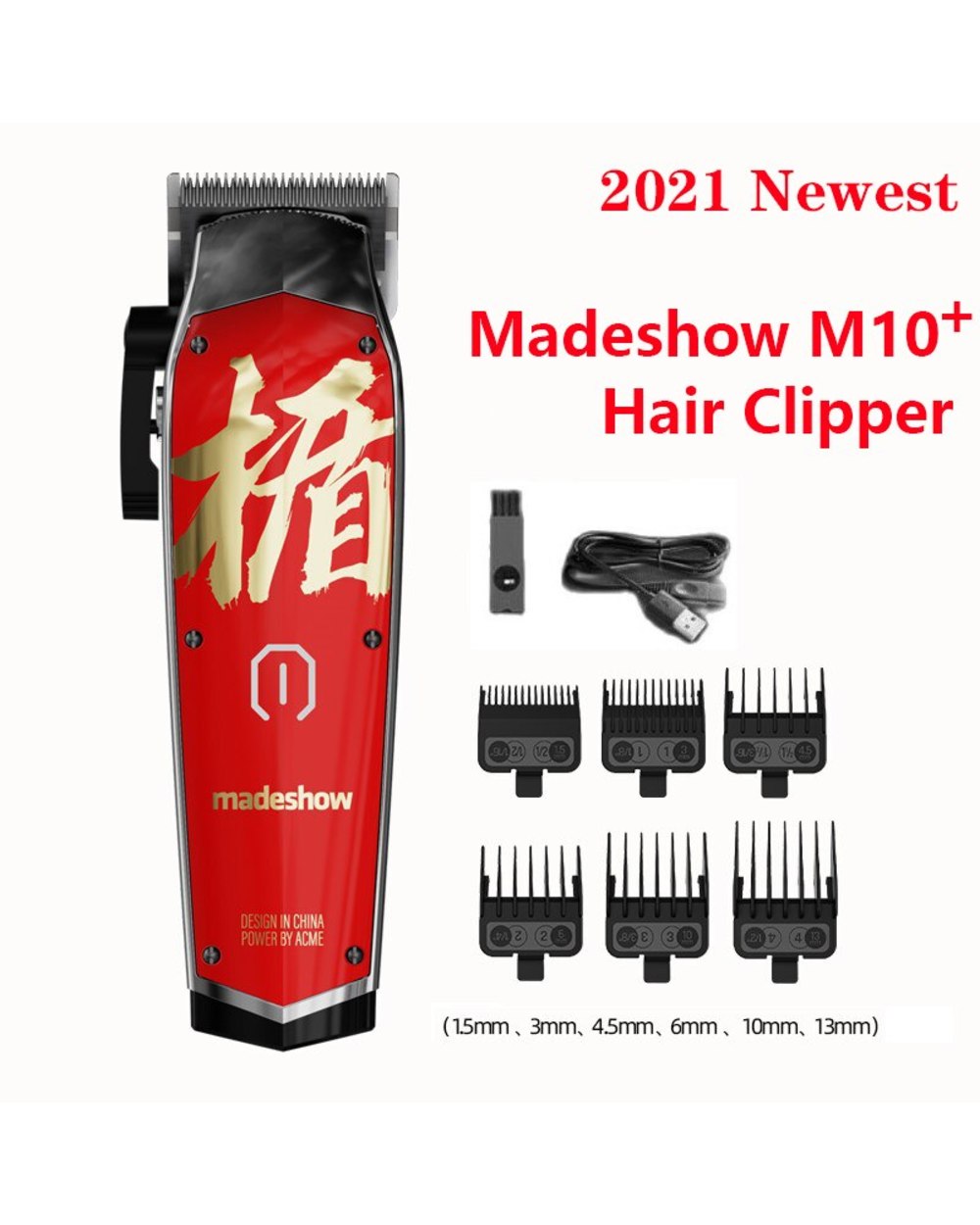 Madeshow M10+ Hair Clipper 2000mAH Battery Five Turns Blade Adjustment Lever Haircut
