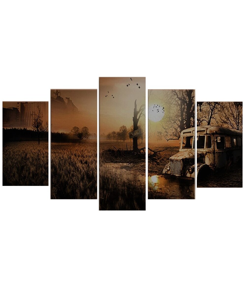 Velvet Assassin Landscape Picture Print Abstract 5 Panel Canvas Art Wall Decor front-2