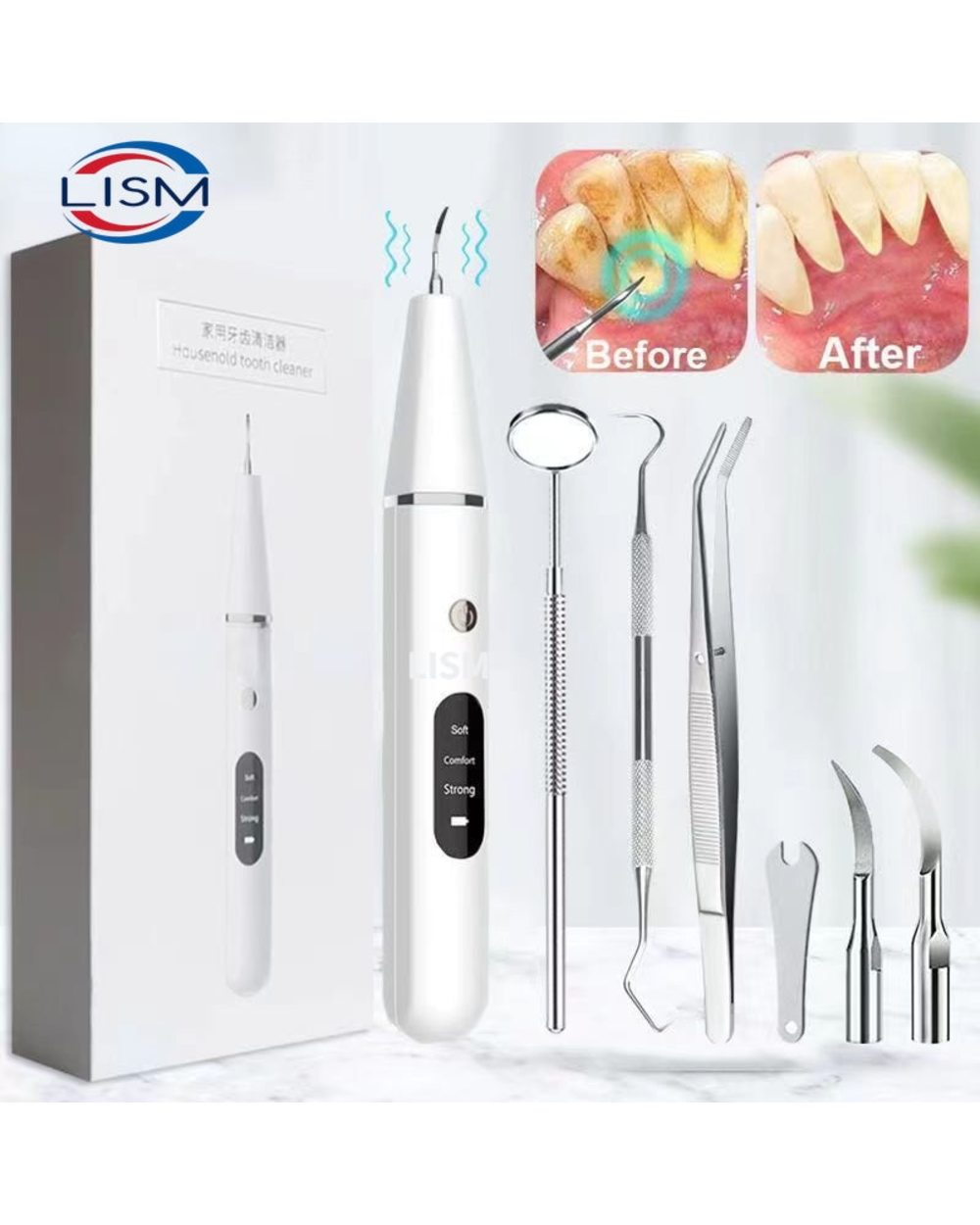 Ultrasonic Dental Scaler For Teeth Tartar Stain Tooth Calculus Remover Electric Sonic Teeth Plaque Cleaner Dental Stone front-0