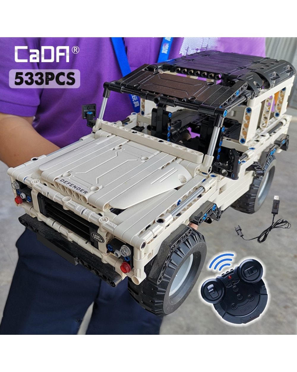 533Pcs Defender Remote Control Car Building Blocks For Technical RC Car Model SUV City Brick Toys For Children Boys front-0