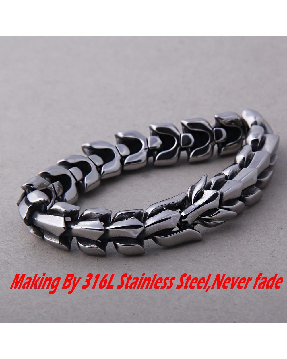 Viking Ouroboros VINTAGE PUNK Bracelet For Men Fashion Jewelry front-2