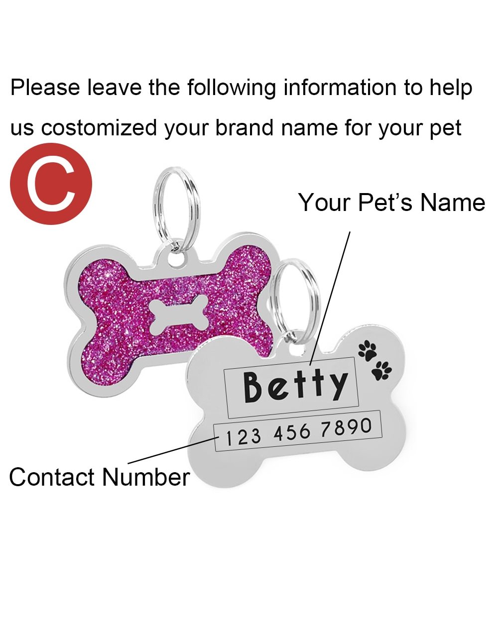 Pet ID Tags Personalized Dog Name Tags Small Large Cat Pet Collar Tag Pet Accessories Bone Paw Glitter German Shepherd front-4