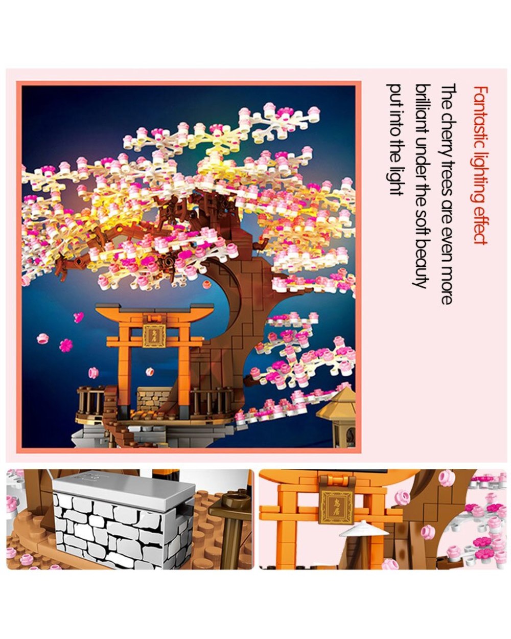 City Friends Street View Idea Sakura Stall Inari Shrine Bricks Cherry Blossom Landscape House Building Blocks Toys front-4