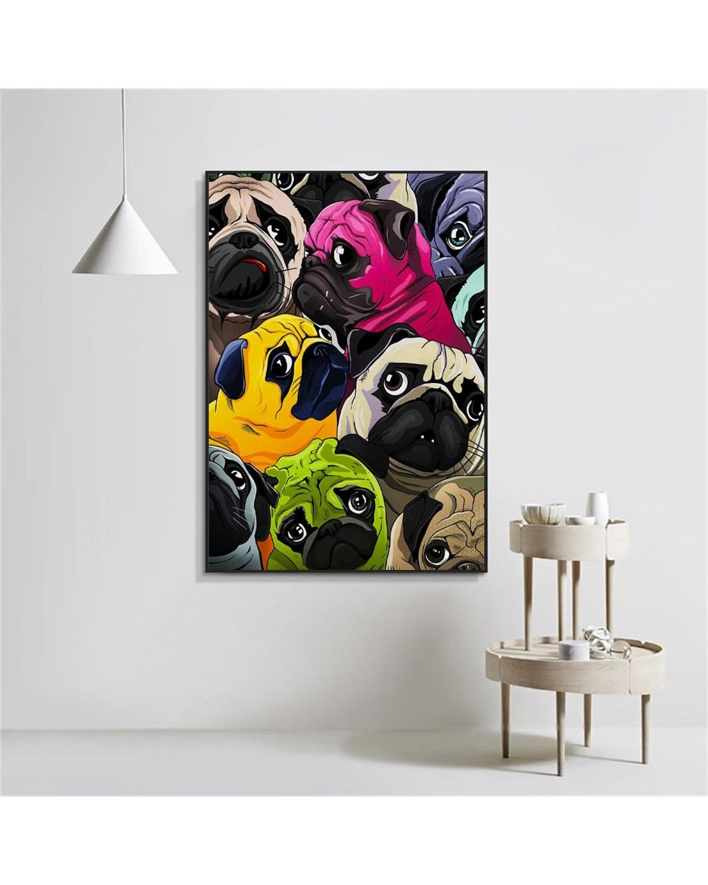 Cute Pugs Graffiti Art Watercolor Animals Prints on Canvas Wall Art Dogs Decorative Paintings for Home Decor front-1