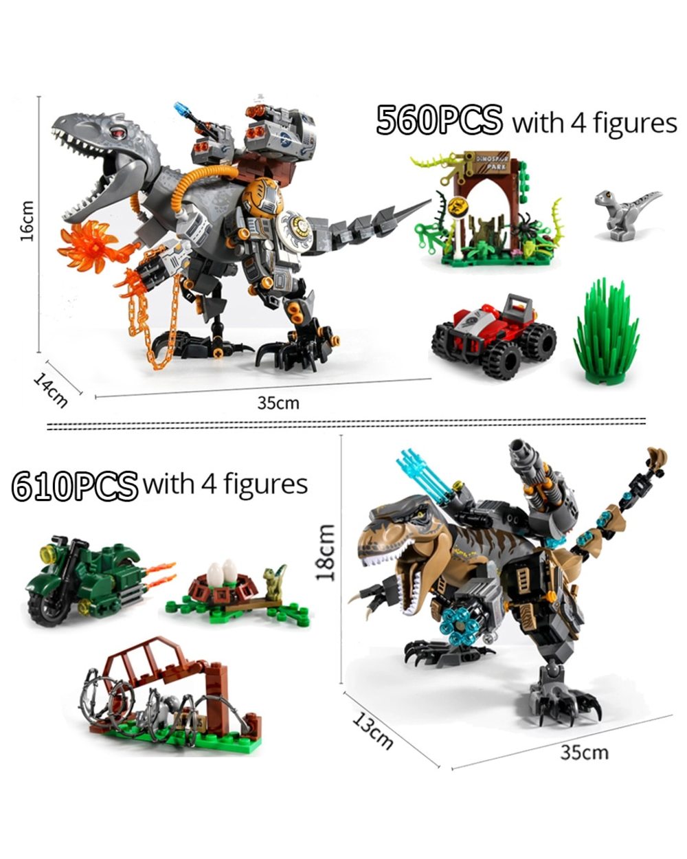 Jurassic Reload Tyrannosaurus Rex Building Blocks Dinosaur World with Figures Animal Park Bricks Toys For Children Gift front-3