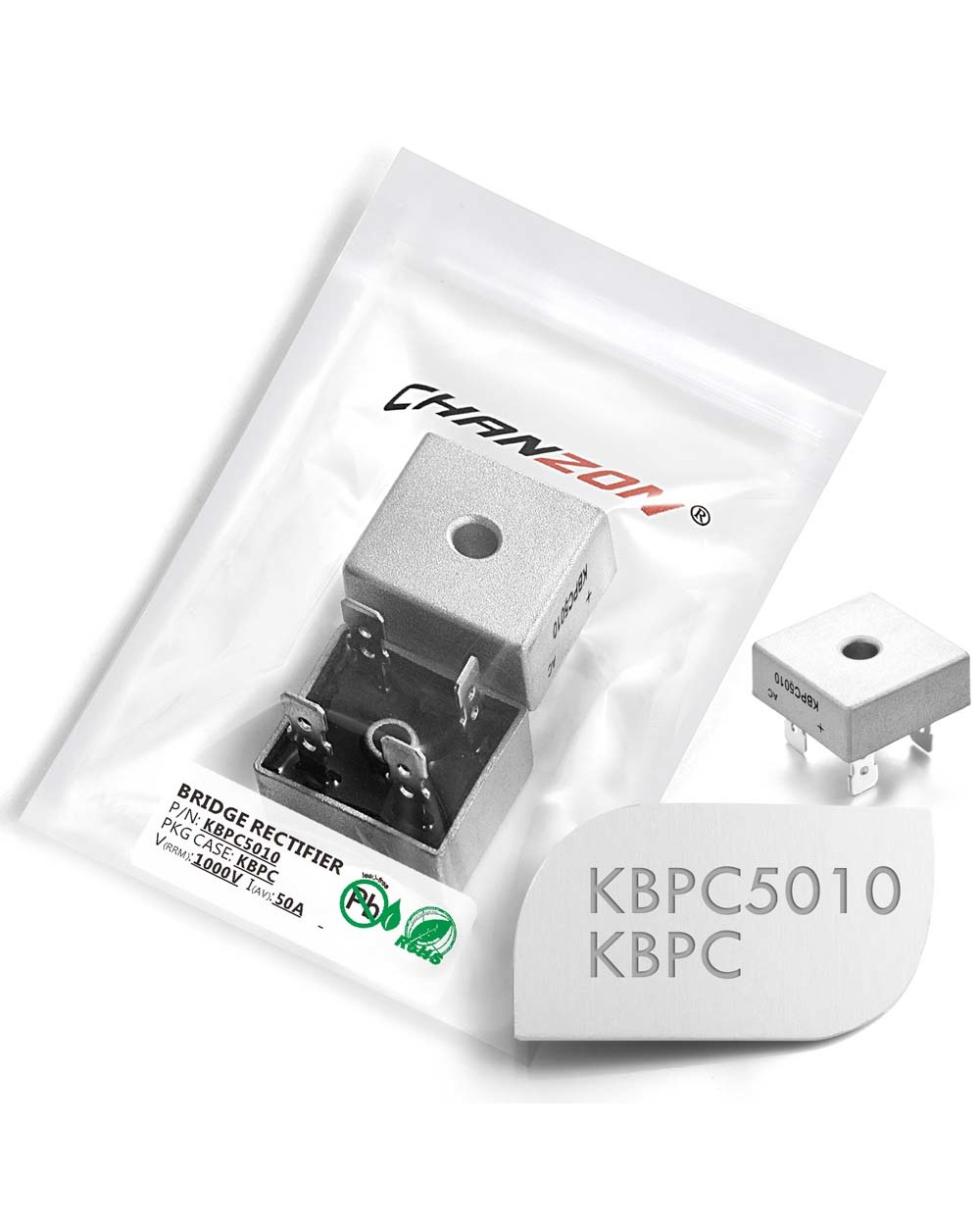 2 Pcs Kbpc5010 Bridge Rectifier Diode 50A 1000V Kbpc 5010 Single Phase Full Wave 50 Amp 1000 Volt Electronic Silicon front-0