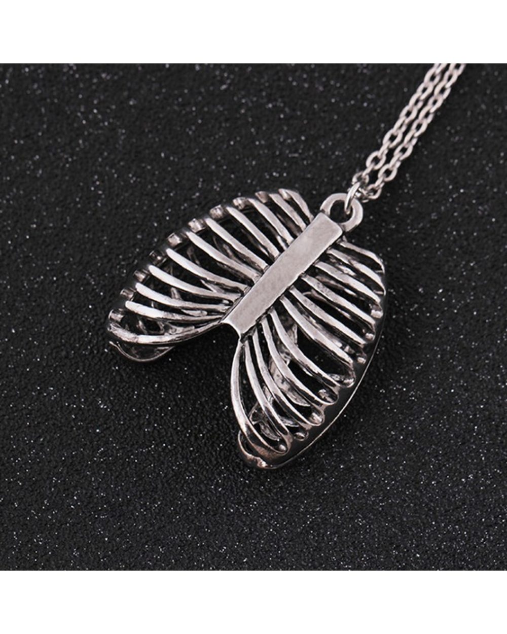 Skeleton Pendant Necklace Anatomy Anatomical Human Rib Chest Necklace front-2