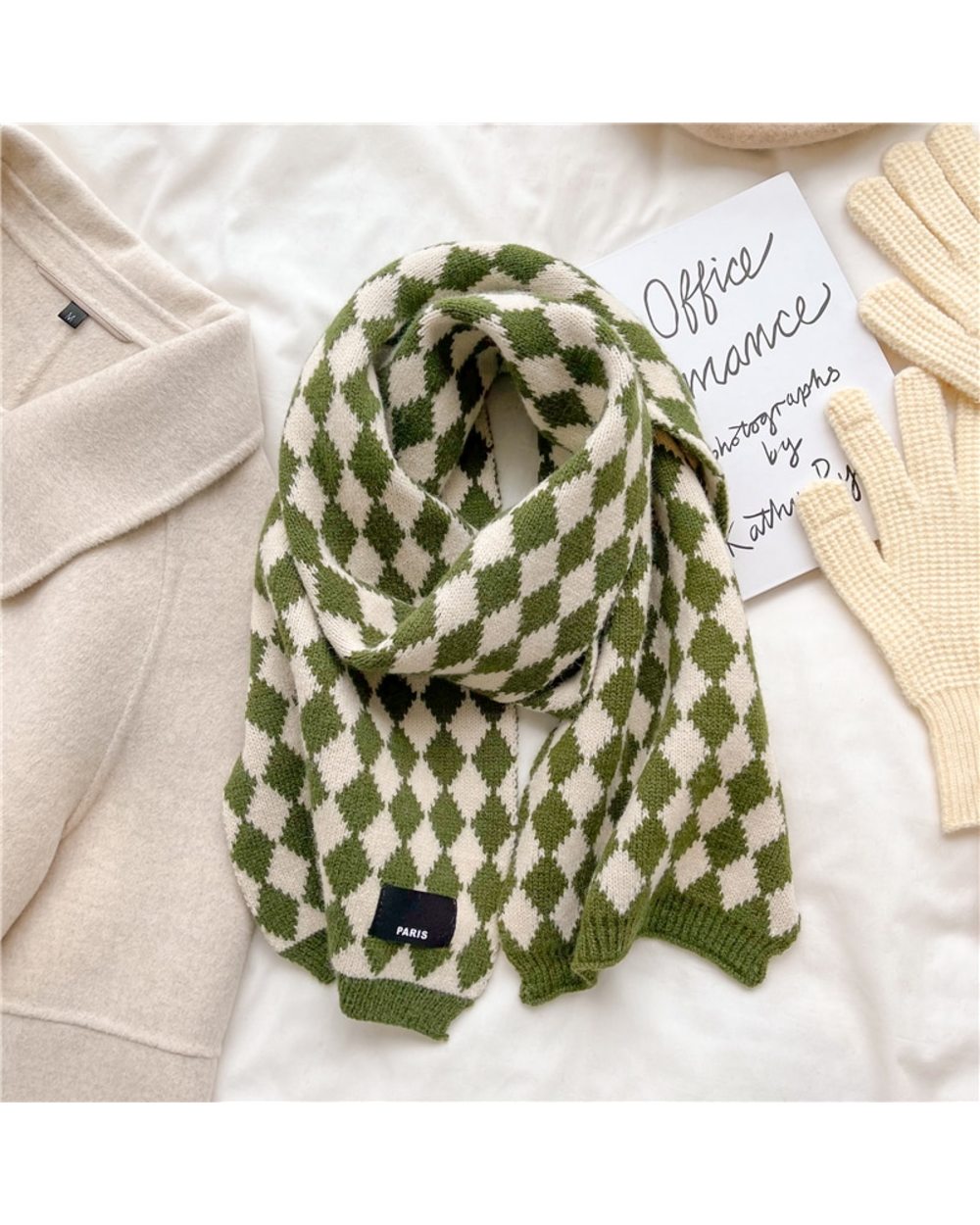 2022 Fashion Solid Knitted Long Scarf Women Winter Warm Woolen Yarn Animal Shawl Wraps Female Neckerchief Foulard Bufan front-4
