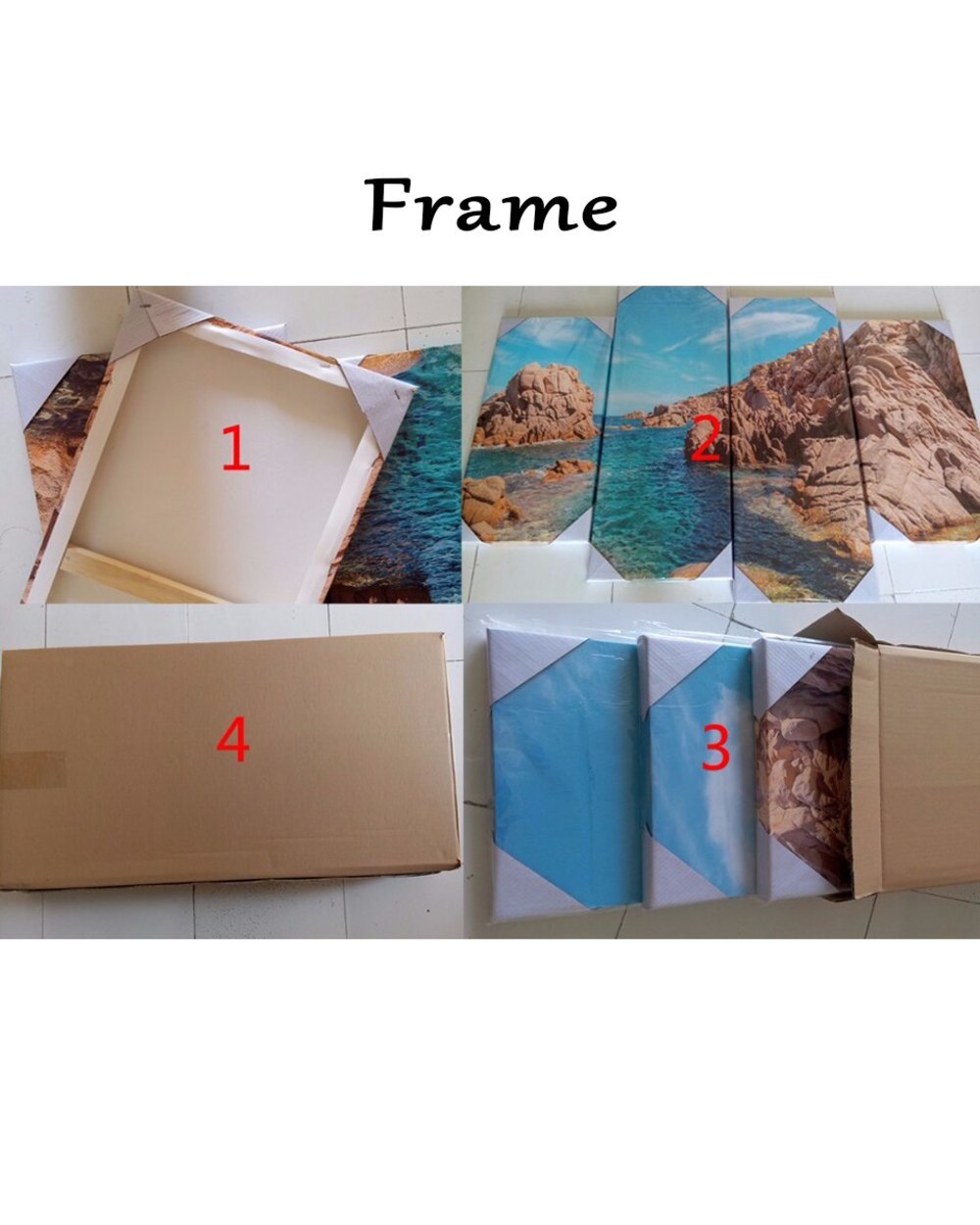 Tube Sunset Ocean View Picture Print Scenery 5 Panel Canvas Art Wall Decor front-5