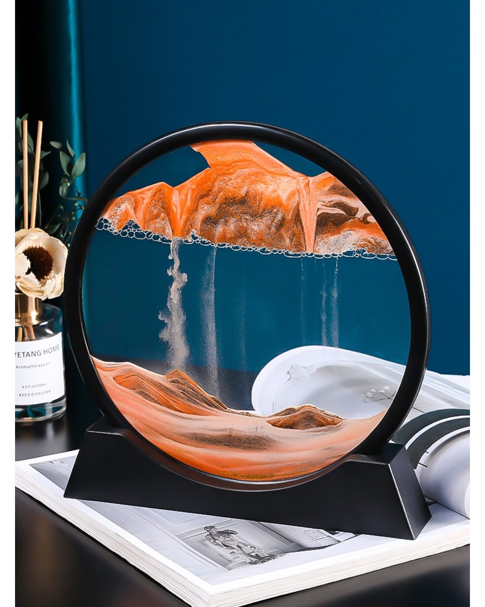 Moving Sand Art Picture Round Glass 3D 7/12inch front-0