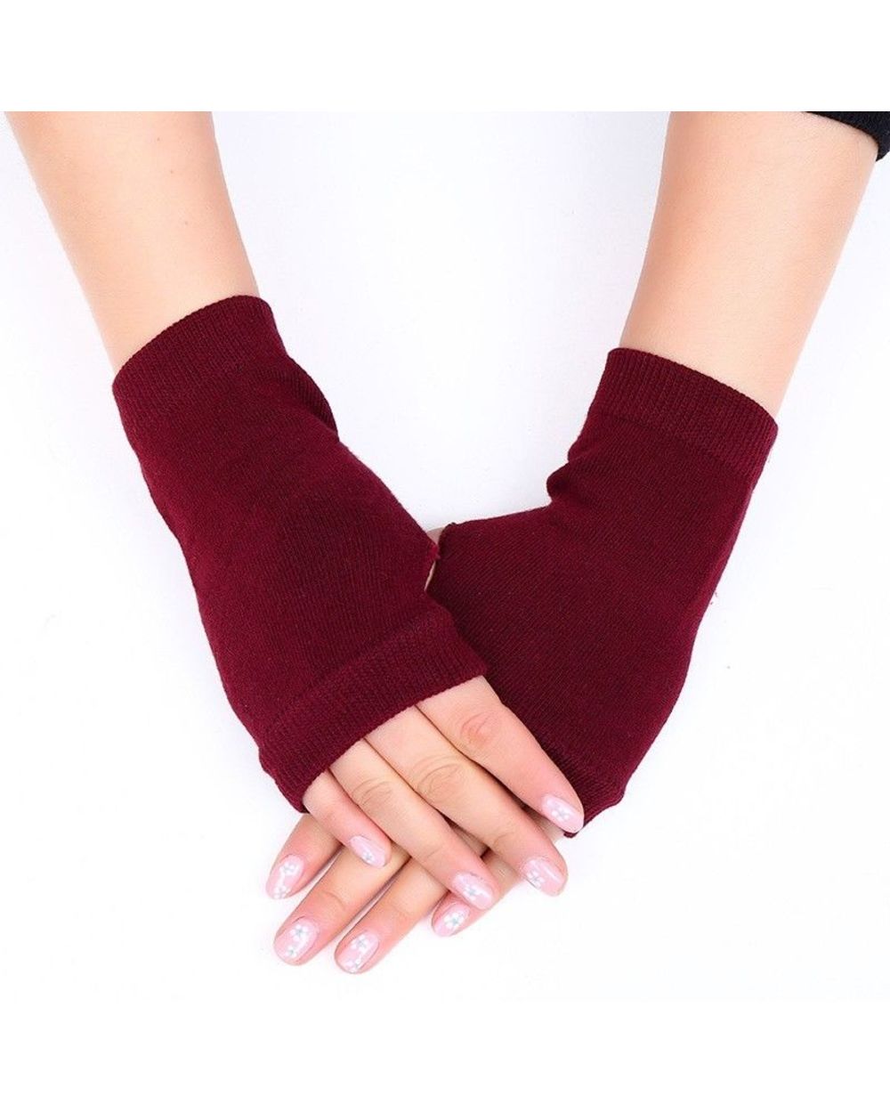 1 Pair Winter Gloves Female Fingerless Gloves Without Fingers Women Cashmere Warm Winter Gloves Hand Wrist Warmer Mitte front-3