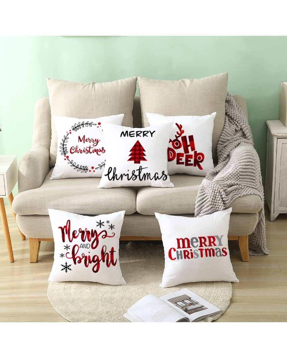 Merry Christmas Cushion Cover Pillowcase 2022 Christmas Decorations For Home Xmas Noel Ornament Happy New Year 2022 front-1
