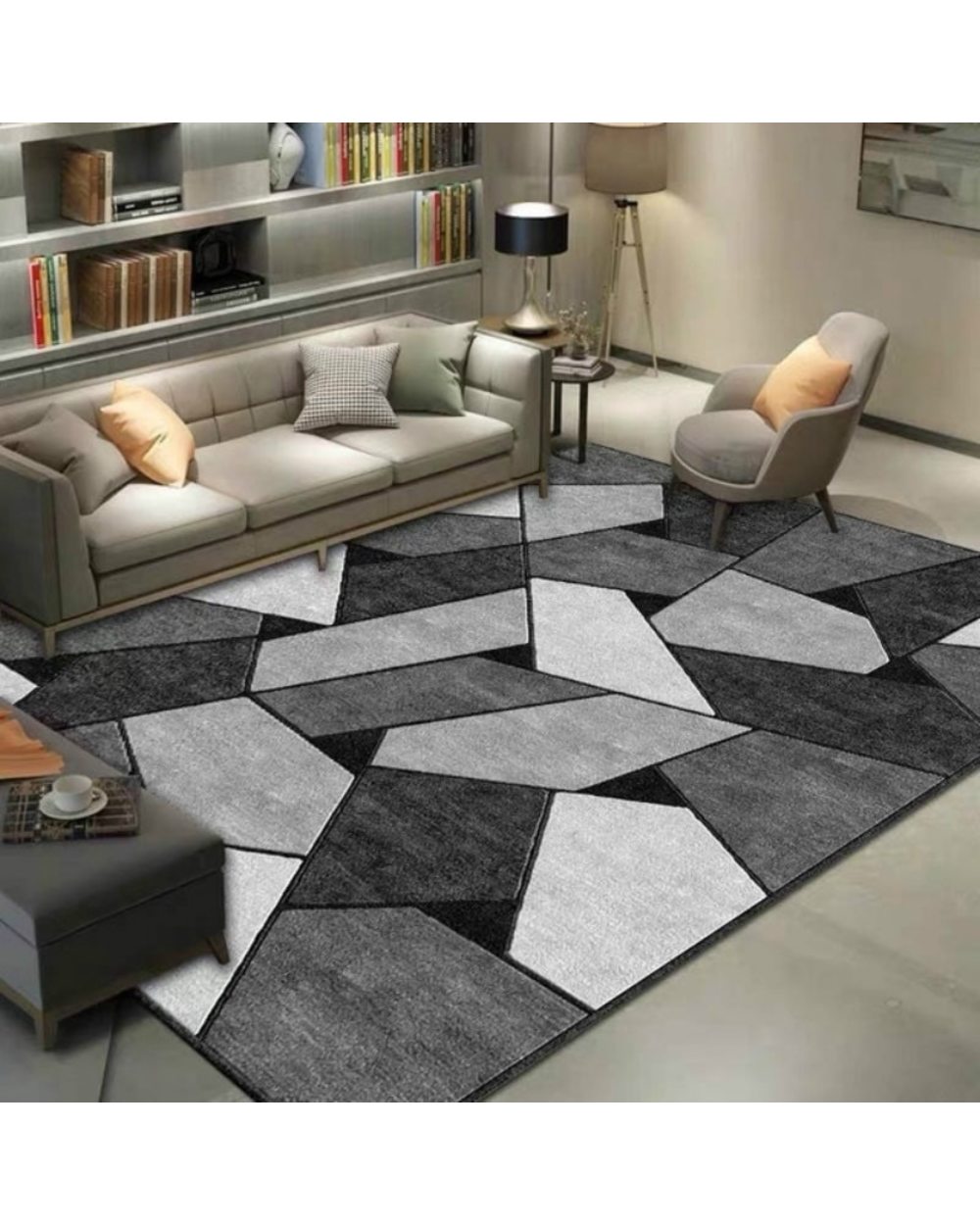 Geometric Carpet for Living Room Anti-slip Pattern Print Indoor Area Rugs Home front-0
