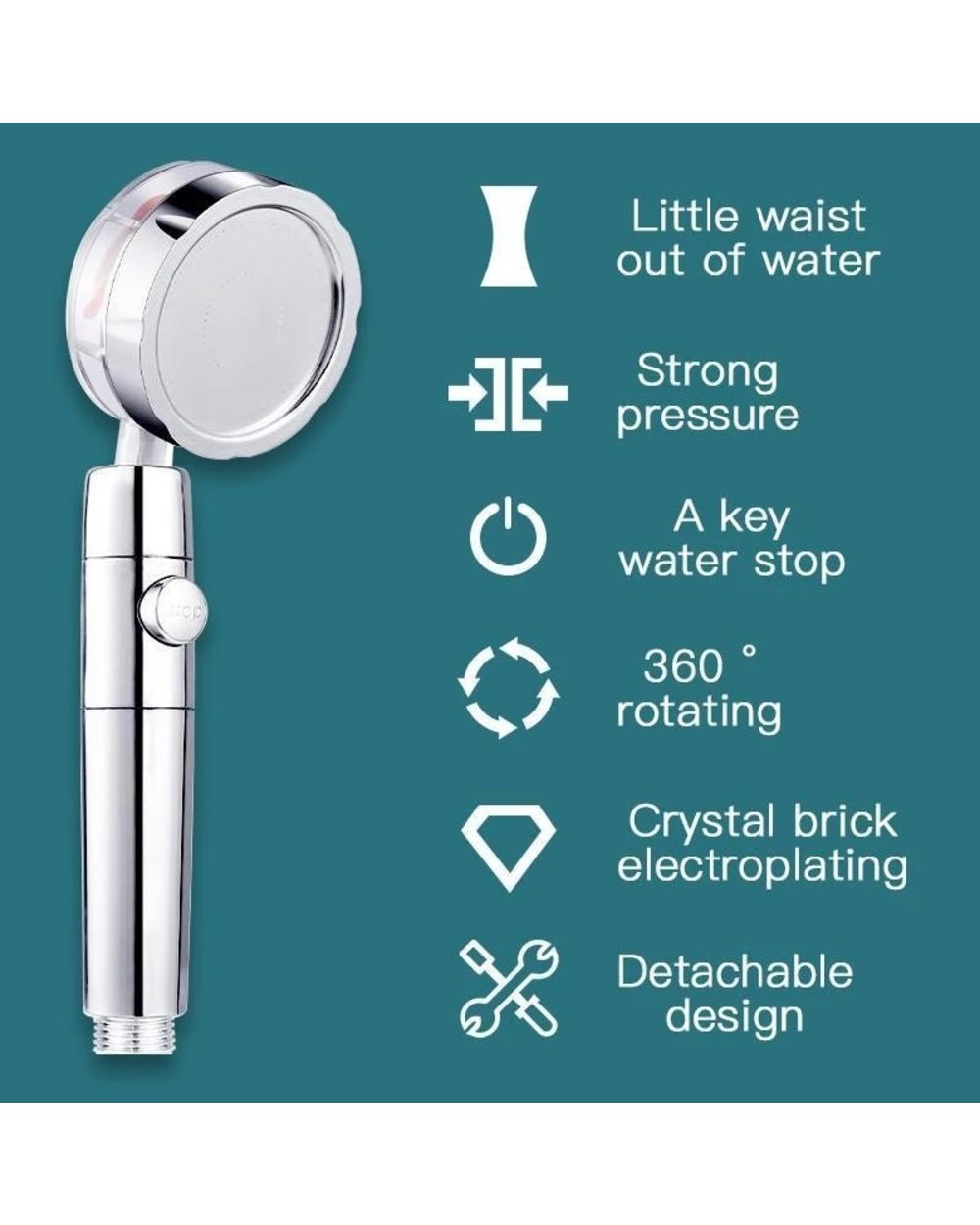 Shower Head Water Saving Flow 360 Degrees Rotating With Small Fan ABS Rain High Pressure Bathroom Accessories front-3