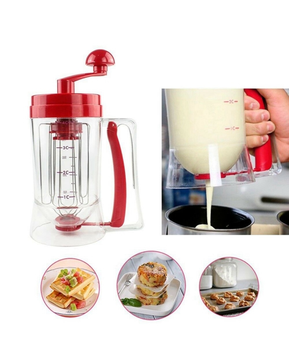 Manual Pancake Cupcake Batter Mixer Dispenser Blender Machine Baking Tool front-2