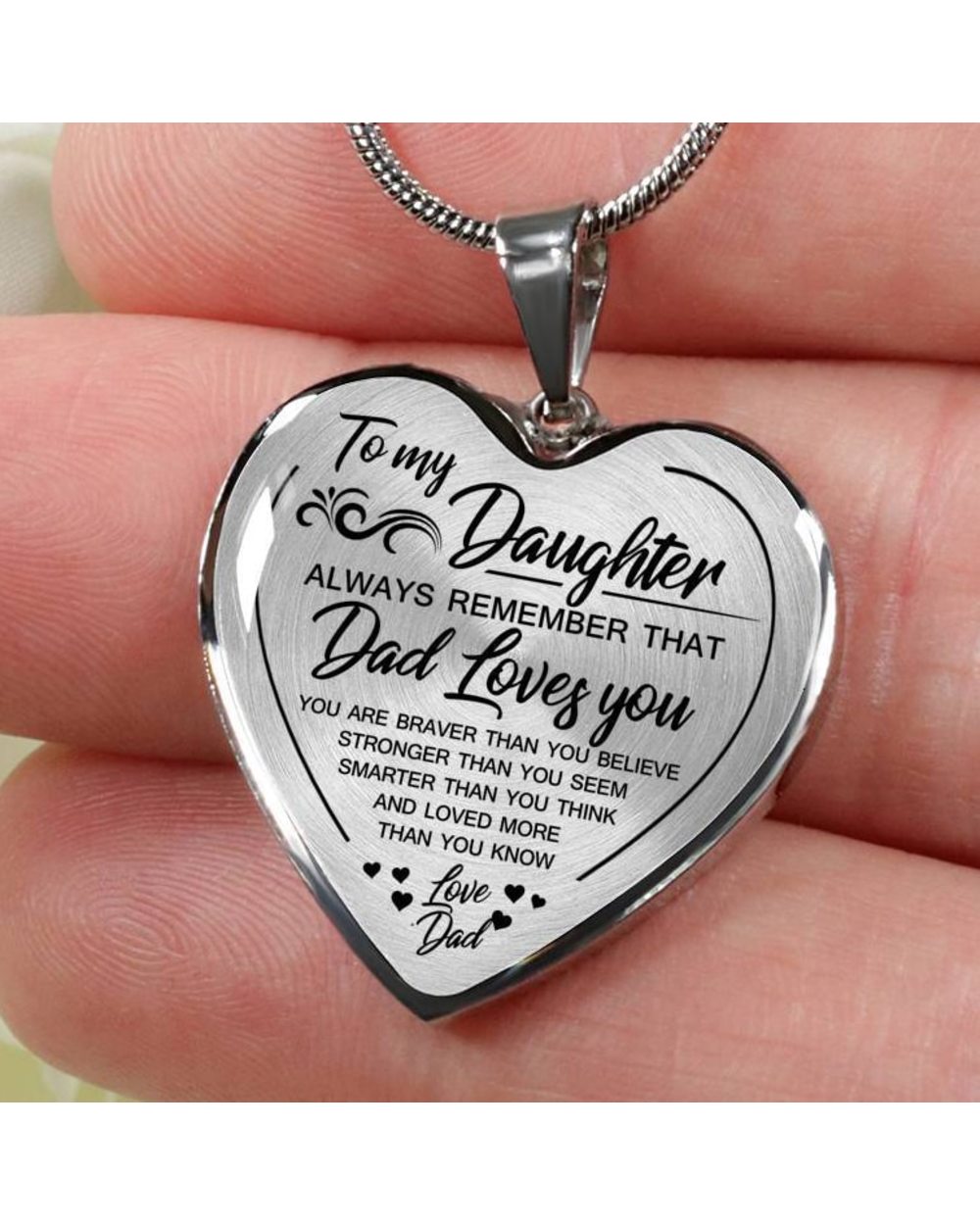 To My Daughter Always Remember That Dad Love You Heart Pendant Necklace Exquisite Butterfly Necklace front-0