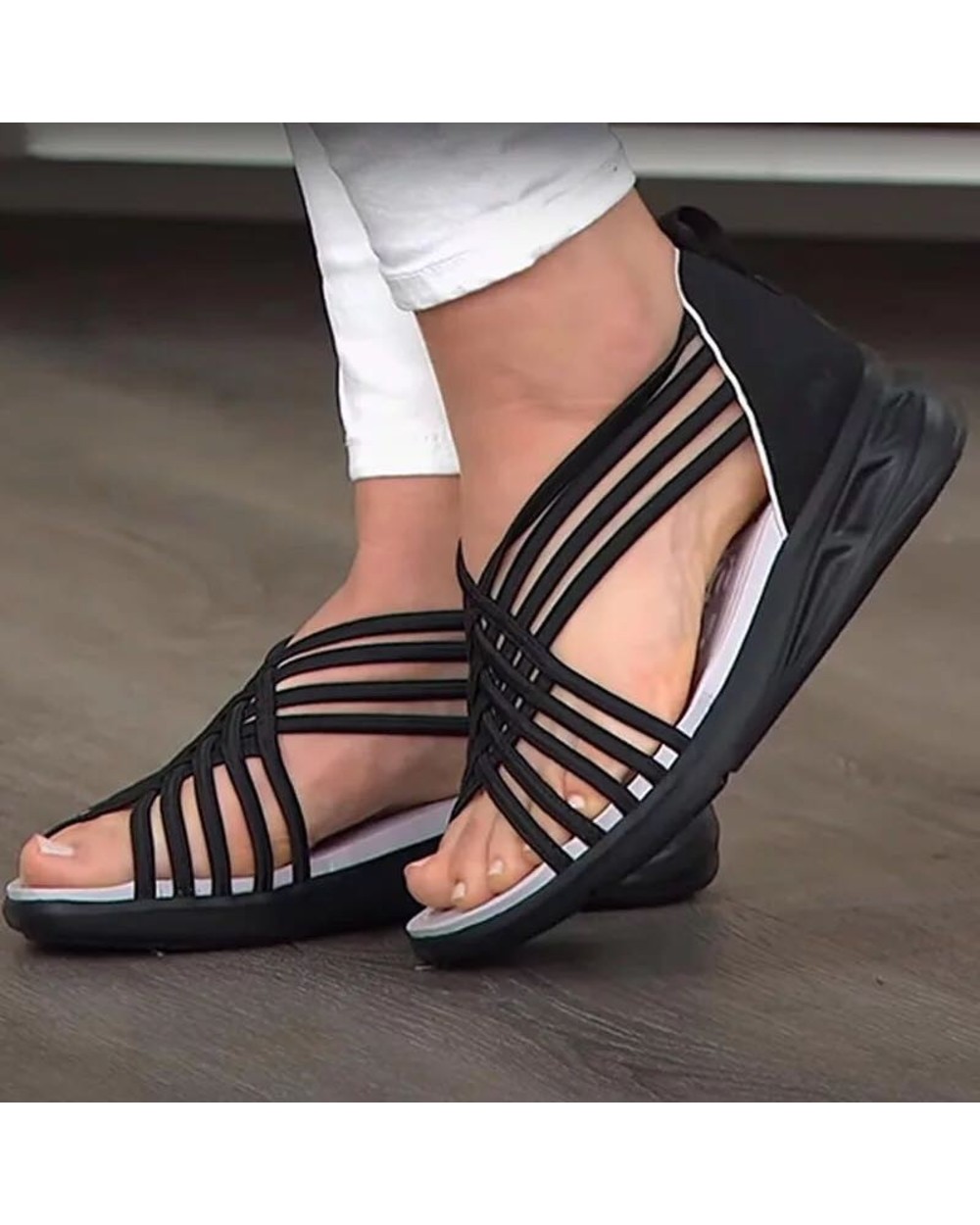 TOP TRENDING SUMMER SALE Water-Ready Elastic Sporty Step-In Sandal front-4