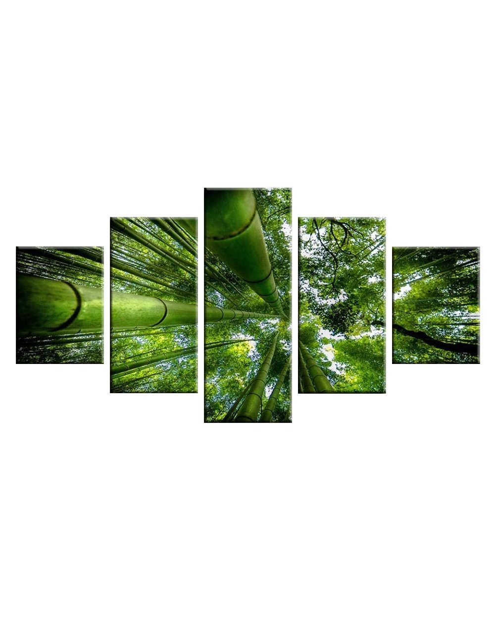 Bamboo Forest Picture Print Scenery 5 Panel Canvas Art Wall Decor front-2