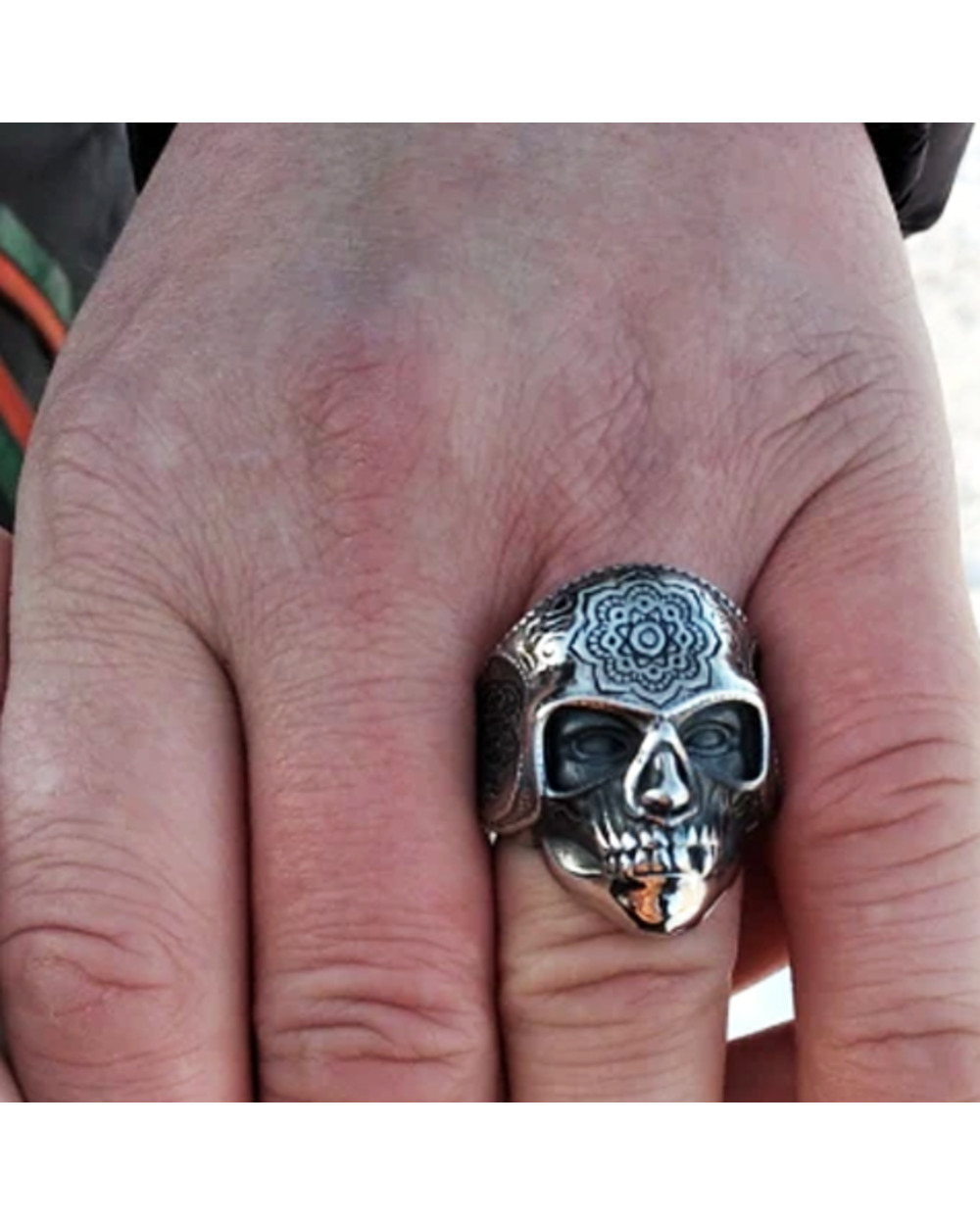 Unique Biker Skull Ring front-0