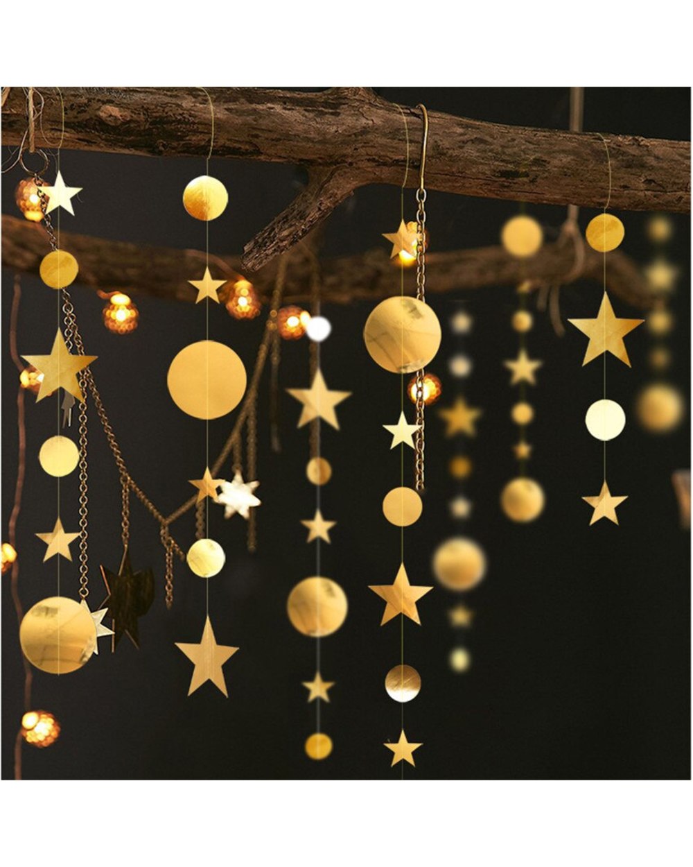 Christmas Decoration Gold Silver Star Round Paper Garlands Baby Shower Party Decorations Banners Christmas Supplies front-1