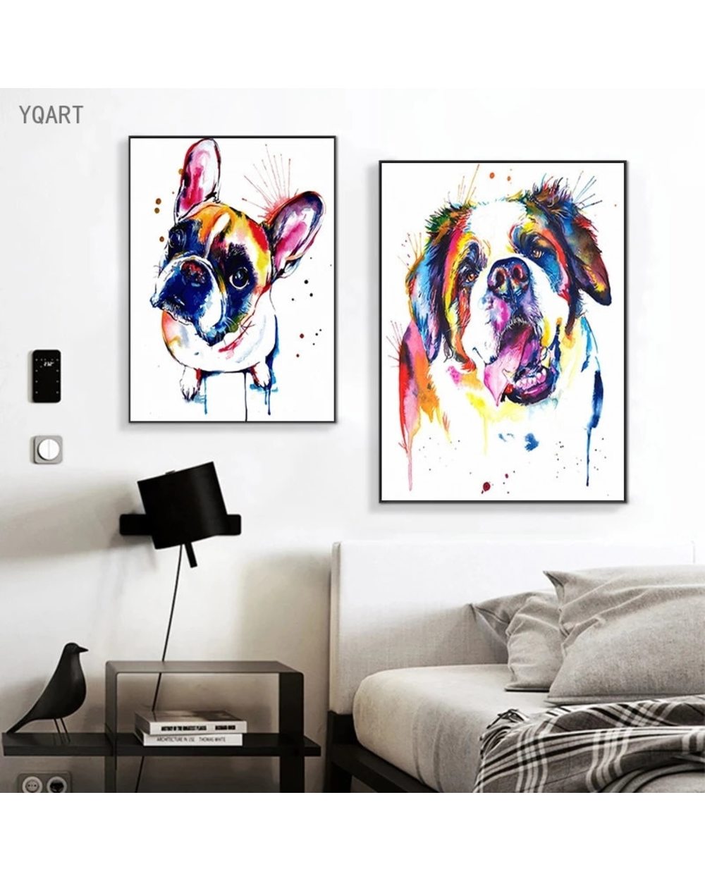 Bulldog Dog Canvas Paintings on the wall Labrador St Bernard Abstract Wall Art Decorative Pictures Home Decor front-3