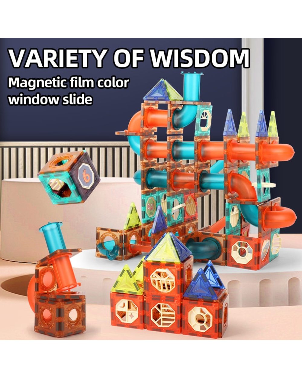Sheet Building Block Designer Magnet Maze Race Run Ball marble Track Funnel Slide Brick Education DIY Toys For Children front-2