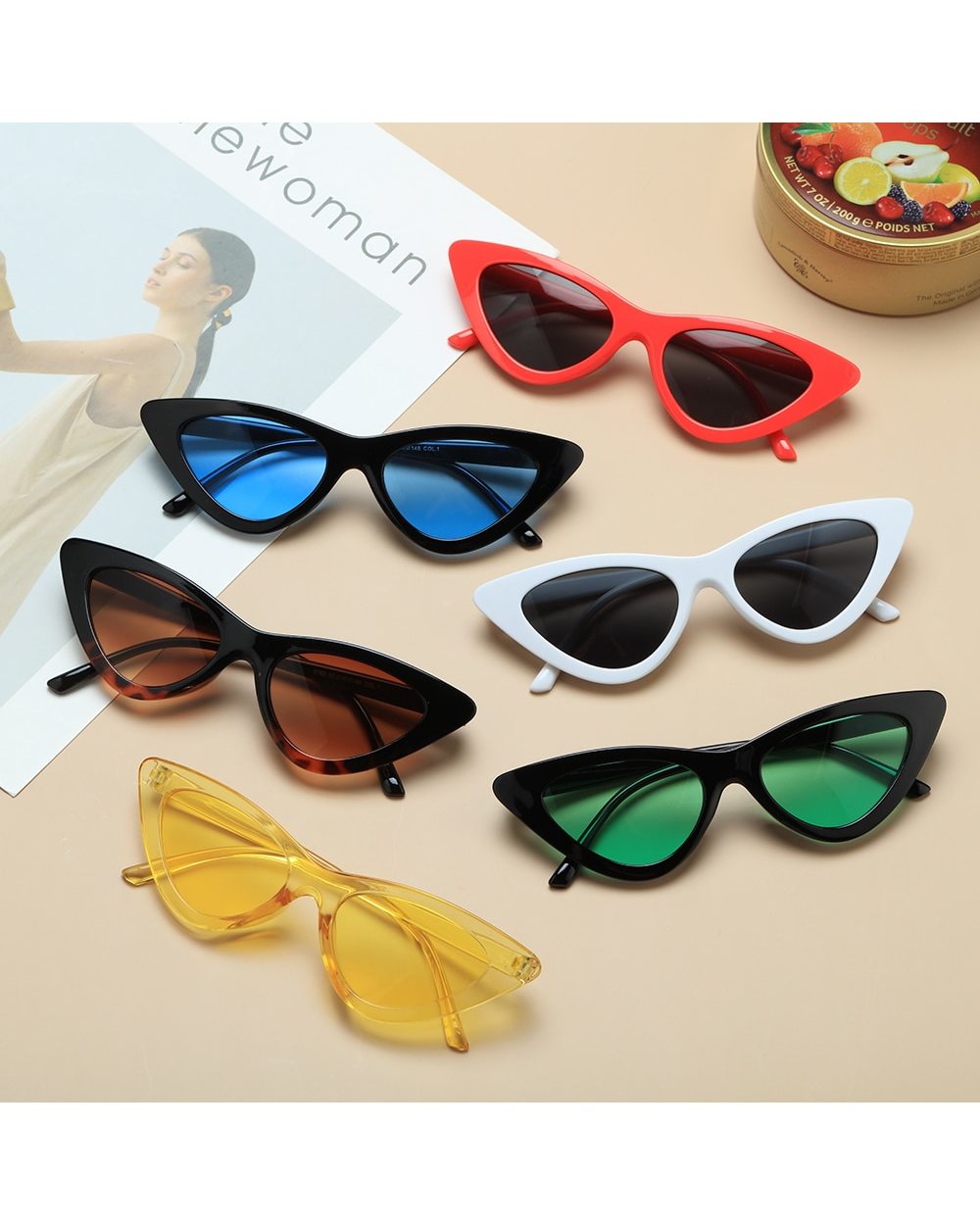 1Pc Sexy Cat Eye Triangle Sunglasses Retro Female Eyewear Uv400 Sun Glasses Polarized Streetwear Trending Fashion Ladie front-2