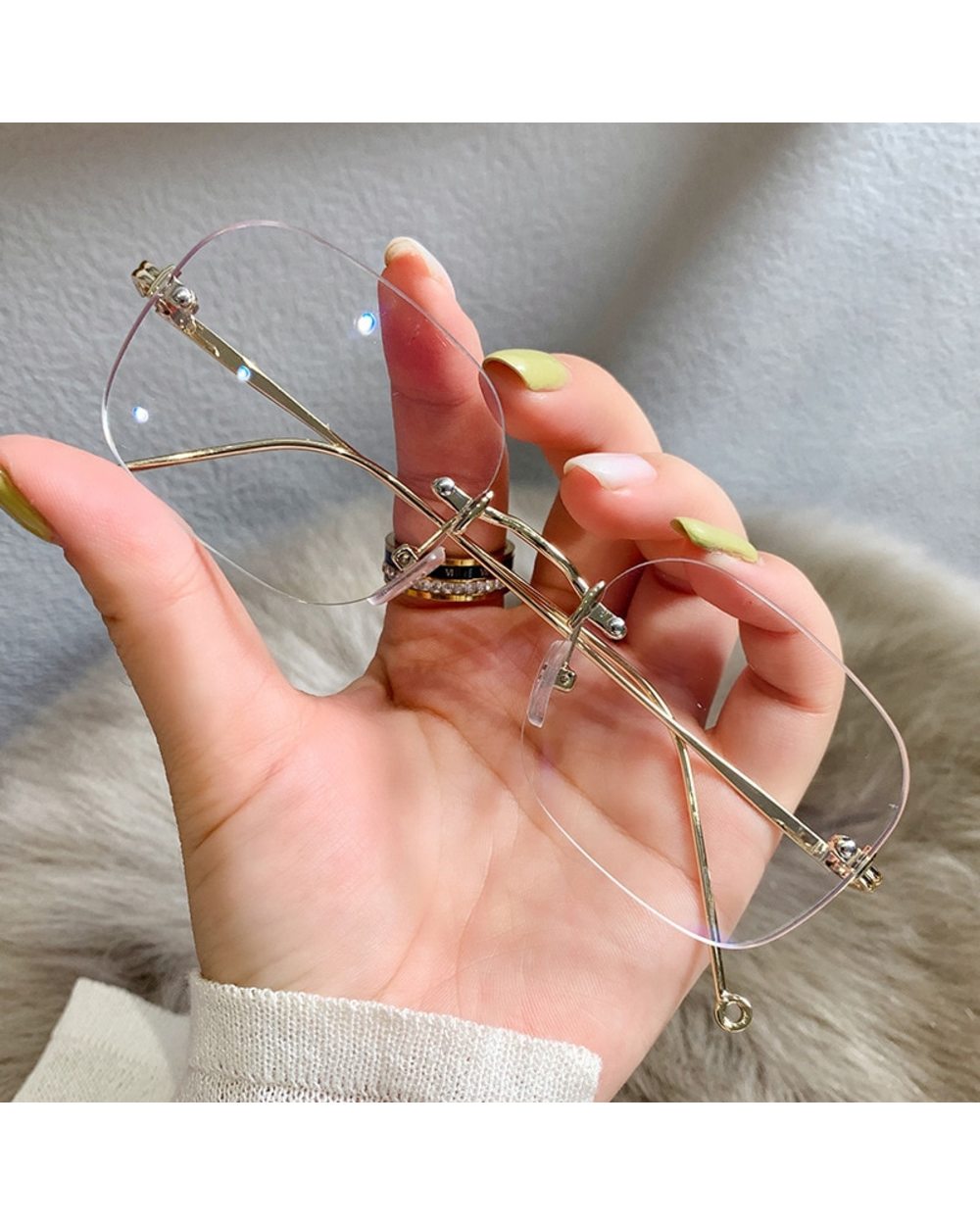 Rimless Myopia Glasses Diopter 0 -1.0 -1.5 -2.0 -2.5 -3.0 -3.5 4.0 Metal Frame Women Men Unisex Frameless Nearsighted E front-0