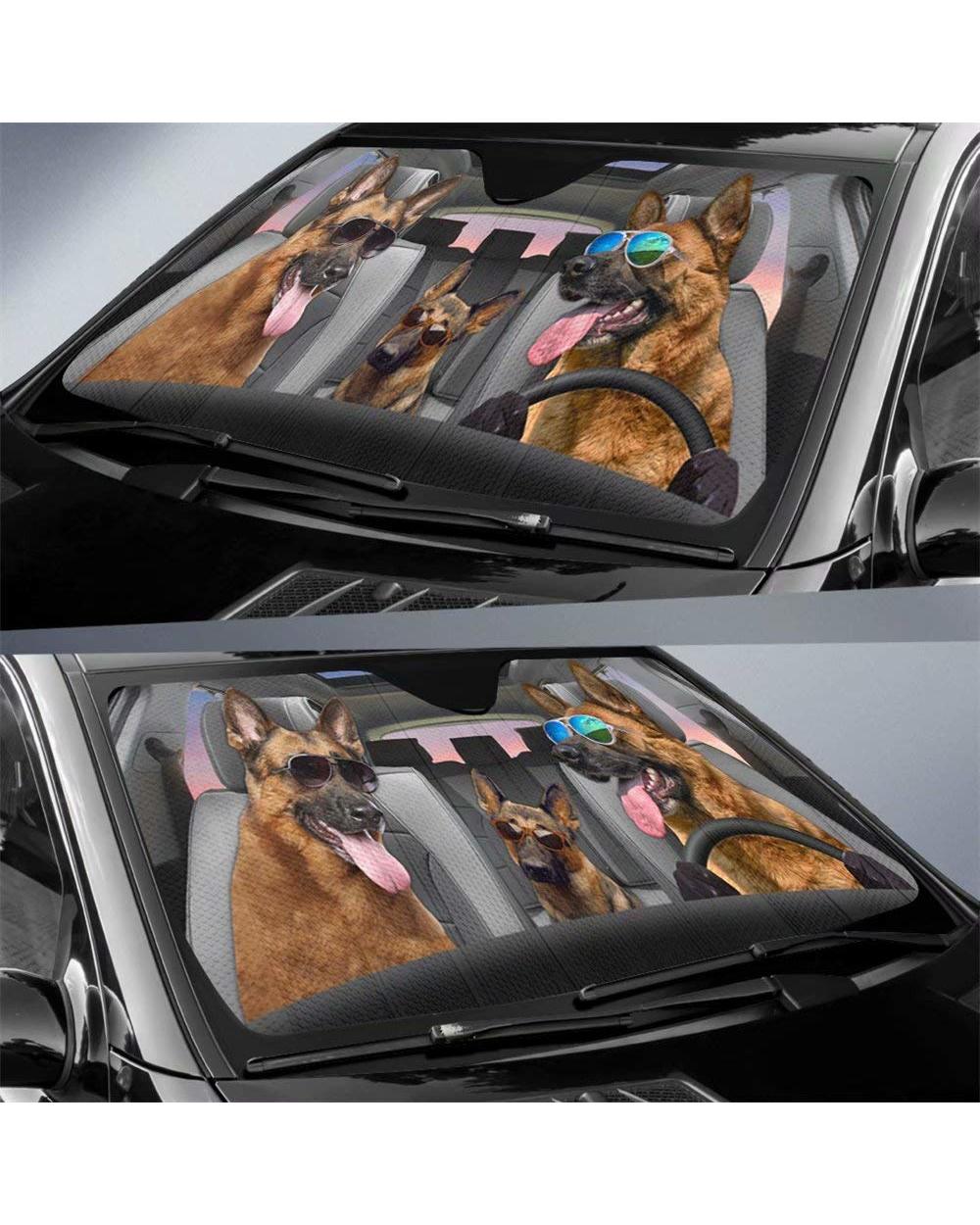 Car sunshade German Shepherd Dog Car Front Window Windshield Animal Driver Car Sun Shade Anti-Sunlight Automotive Cover front-1