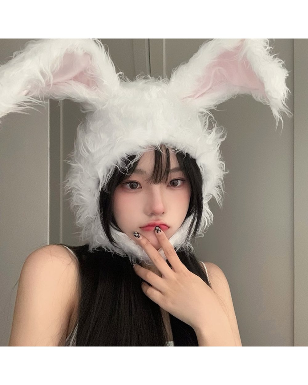 Kawaii Rabbit Bunny Ears Hat Women Girls Cute Earflap Cap Warm Head Warmer Winter Hat Girls Beanie front-3