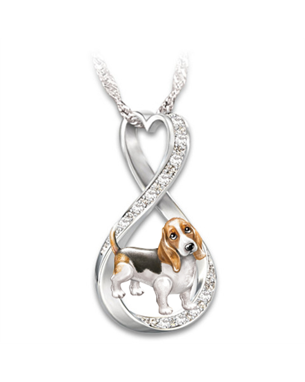 Exquisite Fashion Pet Dog Pendant Infinity Ring Heart Necklace front-4