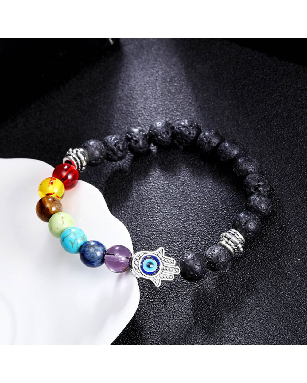 Whole Men Women 7 Chakra Bracelets Bangles Colors Mixed Healing Crystals Stone Chakra Pray Mala Heart Charm Bracelet Je front-5