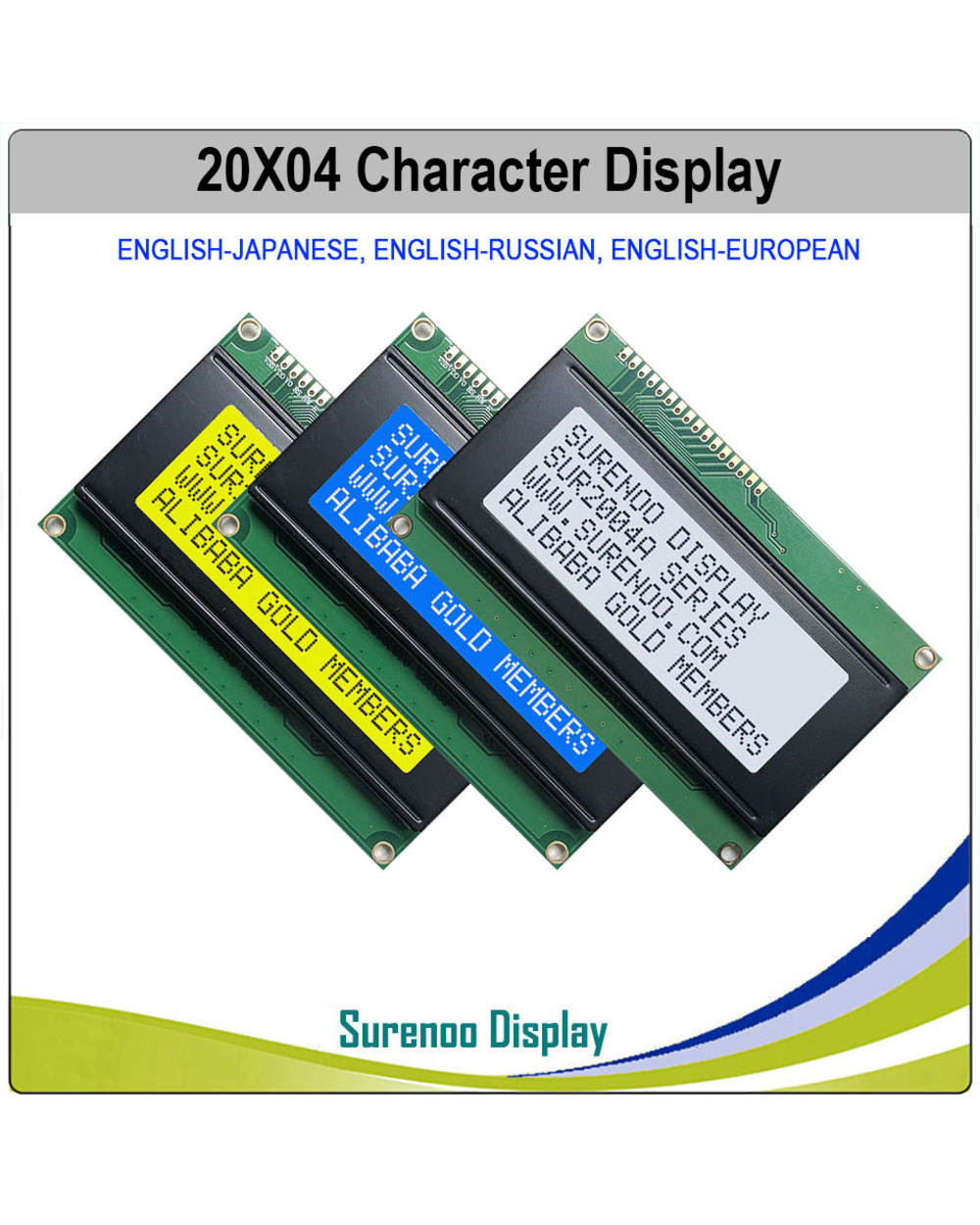 English Japanese Cyrillic Hebrew Russian European 204 20X4 2004 Character Lcd Module Display Screen Lcm White Blue Led front-0