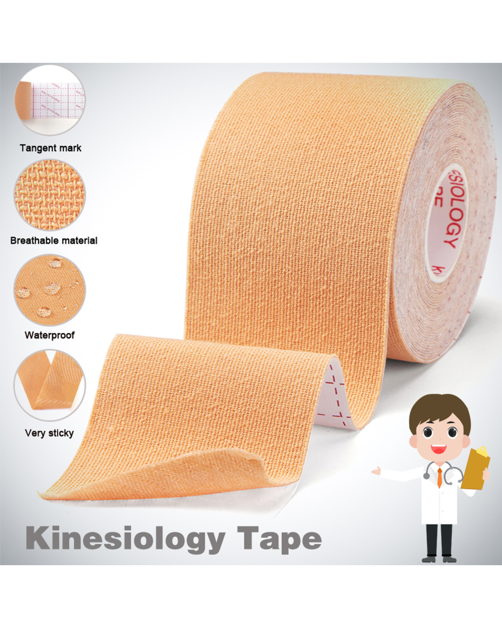 Worthwhile Kinesiology Tape Athletic Recovery Eic Tape Kneepad Muscle Pain Relief Knee Pads Support For Gym Fitness Ban front-2