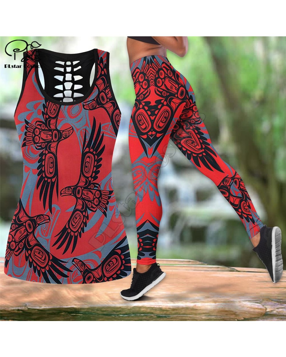 Workout Pants geometry Dreamcatcher 3D Printed Hollow Tank Top sexy Yoga Suit Fitness Soft Legging front-5