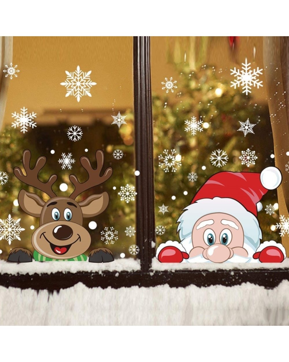 Chrismas Decoration for Home Outdoor Santa Claus Elk Shop Hotel Christmas Window Double Sided Glass Sticker Home Decore front-0