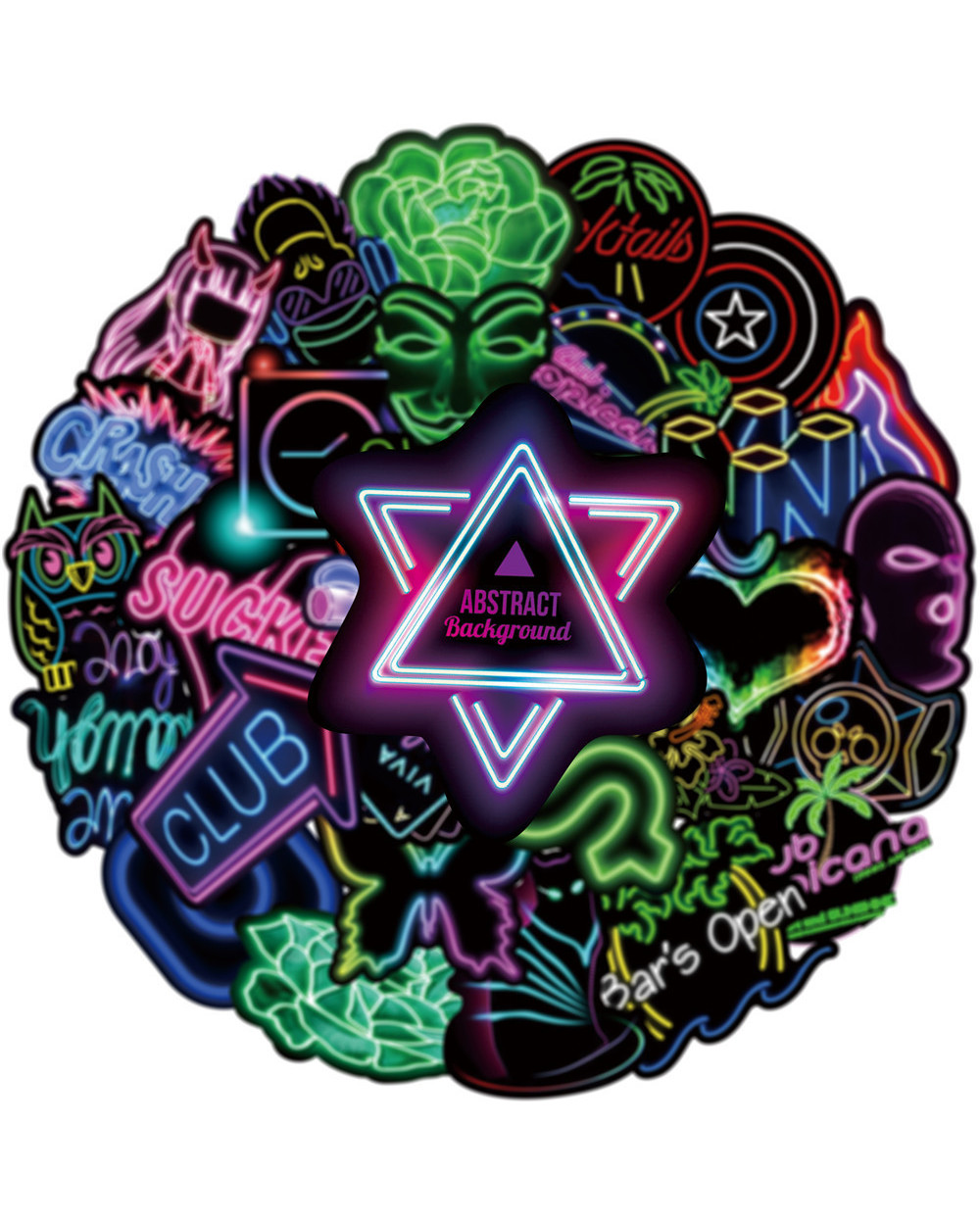 10/30/50PCS Mixed Neon Light Cartoon Stickers DIY Snowboard Laptop Luggage Guitar Cool Graffiti Waterproof Sticker Toys front-2